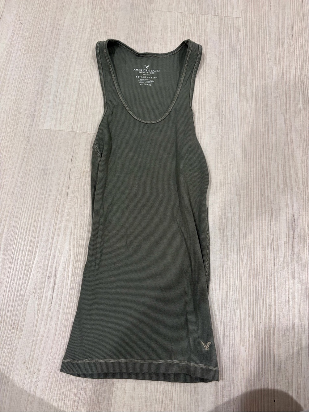 American Eagle Outfitters Women's Olive Green Ribbed Tank Top